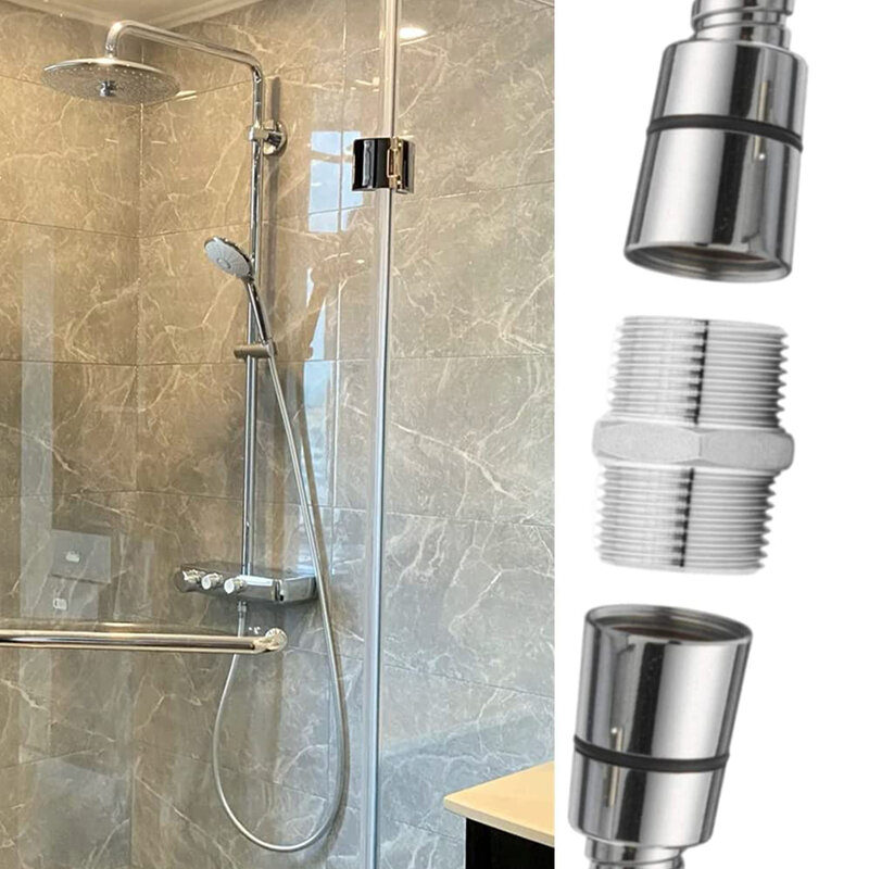 G1/2 Chrome Brass Length Extender Shower Connector For Extra Long Hose Shower Hose Extend Bathroom Supplies For Garden Hose New