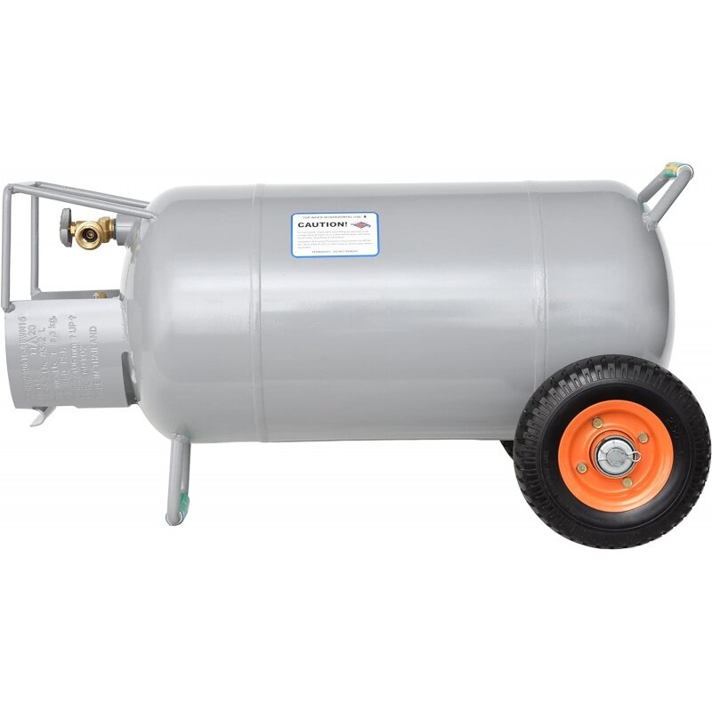 YSN40HOGb 40LB Steel Horizontal & Vertical Propane Tank Cylinder HOG with Dolly Cart Wheels Tables, Fire Pits, Pa
