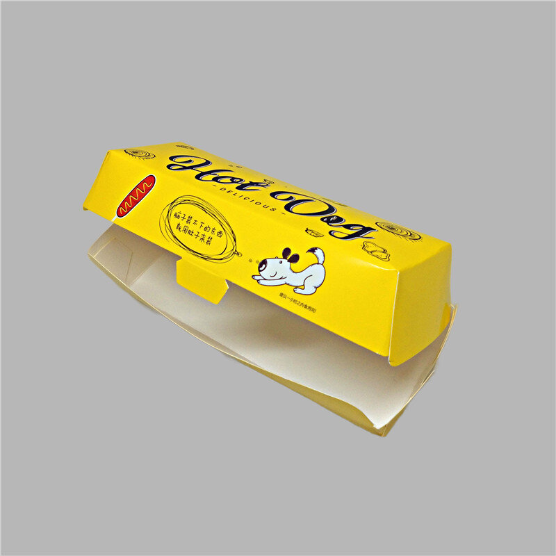 Kunden spezifisches Produkt kunden spezifischer Papier verpackungs behälter Hot Dog-Verpackungs tablett zum Mitnehmen