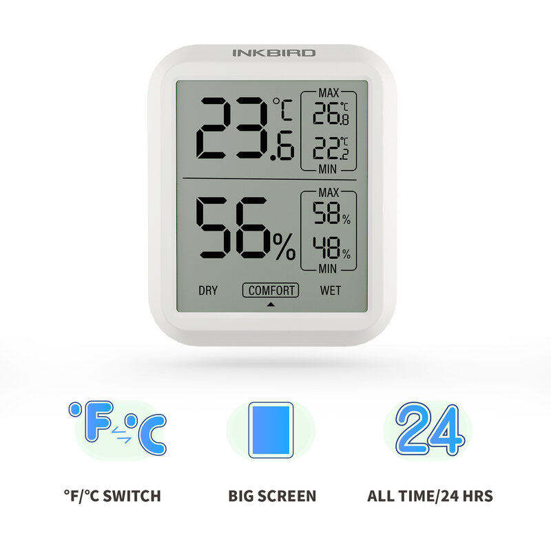 Inkbird ITH-20 thermometer und Hygrometer 3 Modi Sofort lese temperatur Feuchtigkeit monitor für Haushalt, Gitarren koffer