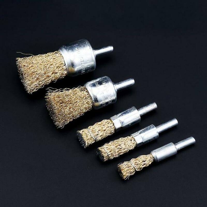10mm 12mm 16mm 19mm 25mm 30mm Wire Brush Pen-shaped Rod Rust Removal Polishing Wheel Copper-plated Steel Wire Brush Tool