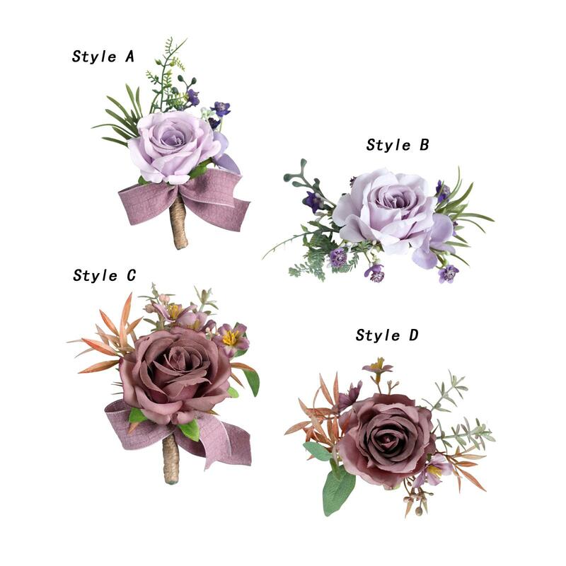 Artificial Flower Wrist Corsage Accessories Hand Flower Boutonniere for Wedding Dinner Party Ceremony Bridal Shower Centerpieces