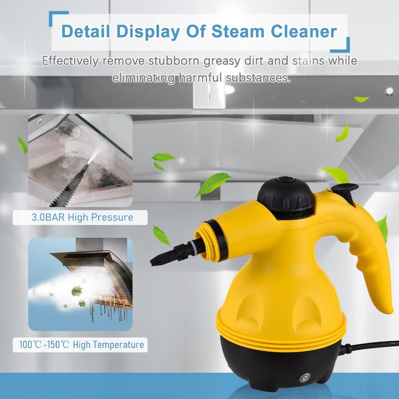 Pulitore a vapore pulitore a vapore portatile, vapore ad alta temperatura da 1000W, adatto per la casa, la cucina, il bagno, gli strumenti per la pulizia dell'auto