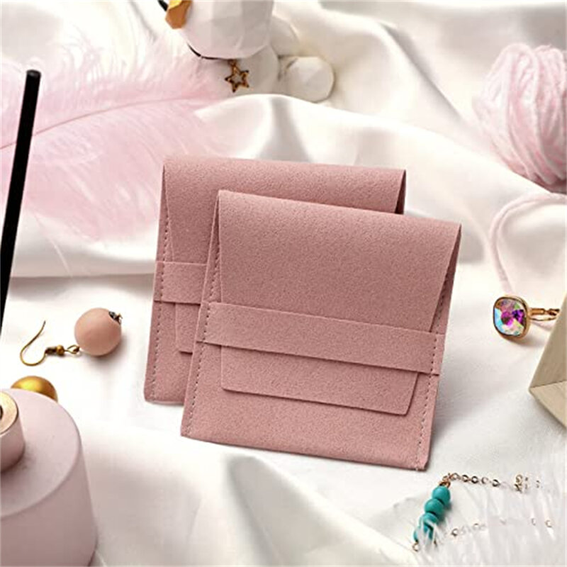 40 Pcs Microfiber Jewelry Pouch with Band 8 x 8 cm, Jewelry Packaging Bag Luxury Small Jewelry Gift Bags Microfiber Bag for Brac