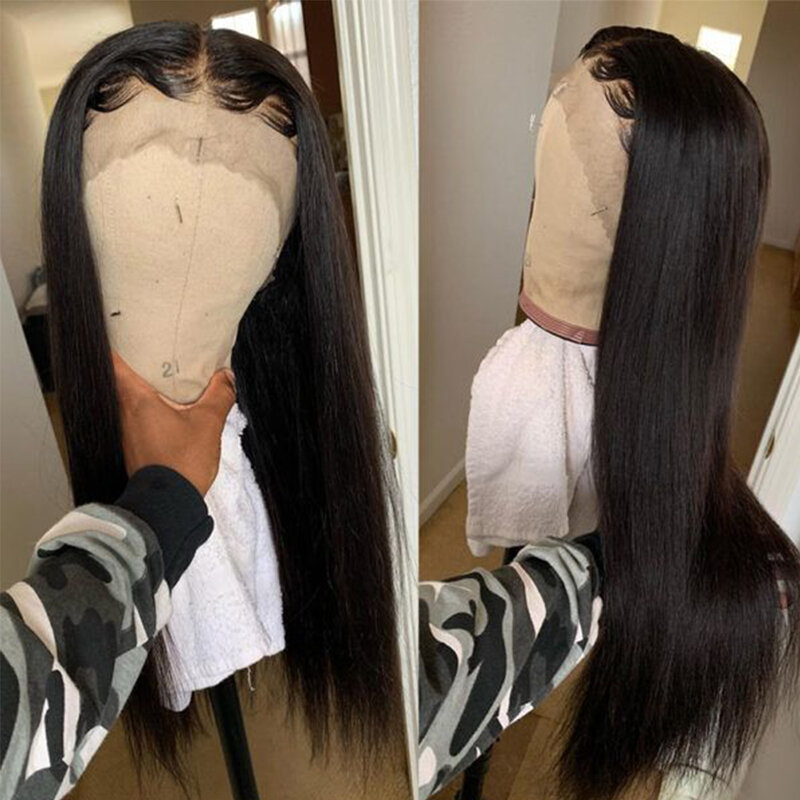 Lekker-Peluca de cabello humano liso de 13x1 T para mujer, pelo Remy brasileño sin pegamento, prearrancado, transparente