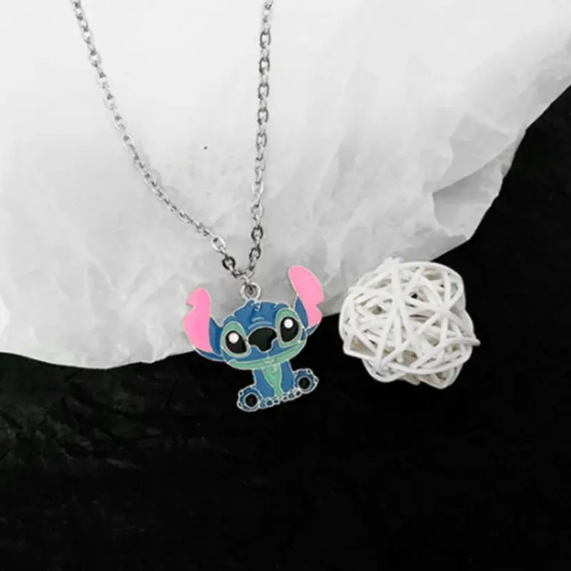 Disney Lilo & Stitch Cartoon Metal Necklace Pendant Necklaces Characters Kids Gifts for Women Jewelry Children's Necklace Toy