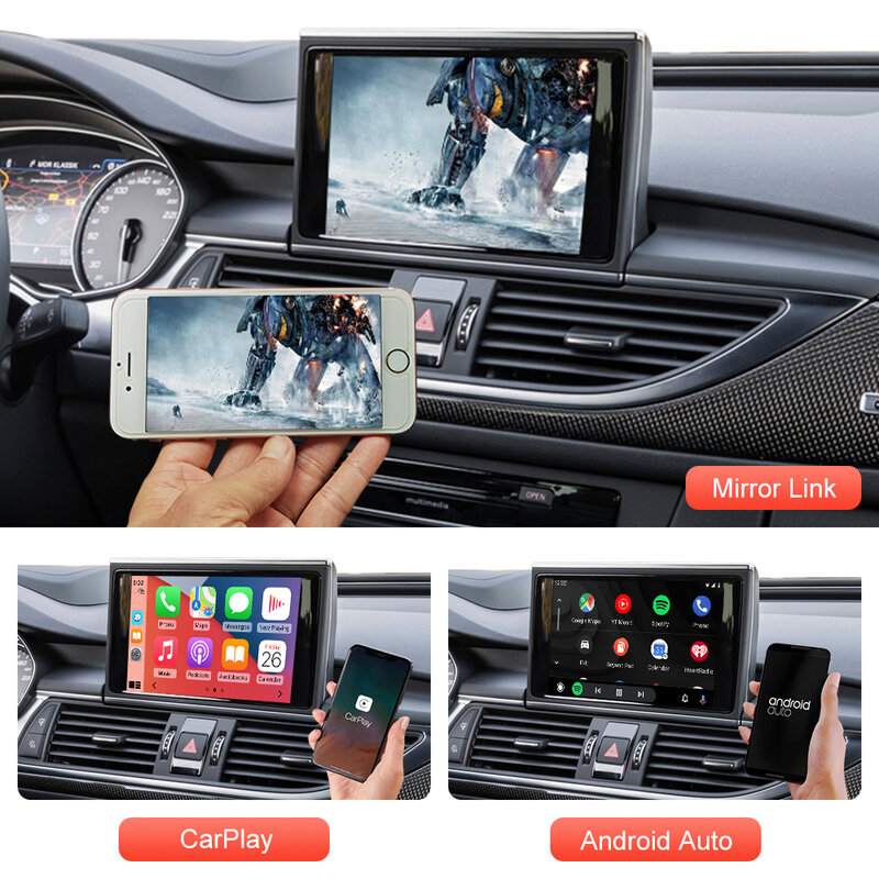 Decodificador inalámbrico Apple CarPlay para coche, dispositivo con Mirror Link, AirPlay, USB, HDMI, cámara trasera, BT, Android, para Audi A6, A7, 2012-2018