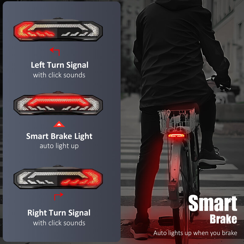 Awapow-Alarme de vélo antivol, feu arrière LED étanche, lampe de vélo intelligente, support d'invite de montage, 5 en 1