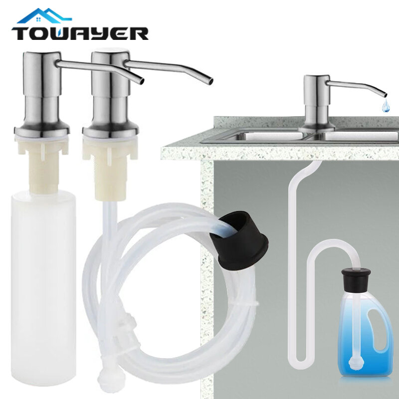 Liquid Soap Dispenser Pump, aço inoxidável, Kitchen Sink Mount, Pressão da mão, 500ml