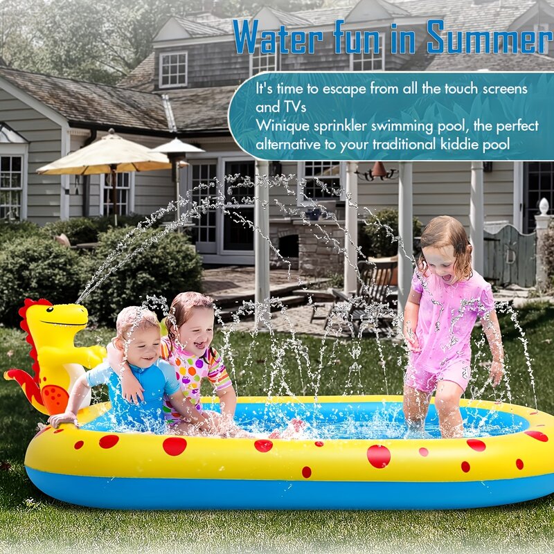 Piscina de aspersores inflables para niños, 3 en 1, almohadilla antisalpicaduras para patio trasero, juguete acuático al aire libre para nadar y jugar, 1 unidad
