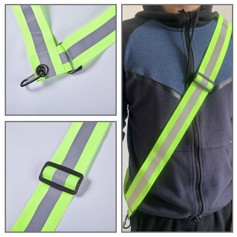 Cinturón de hombro de seguridad, faja reflectante de alta visibilidad, banda elástica ajustable, Visible, cinturón de seguridad para correr de noche