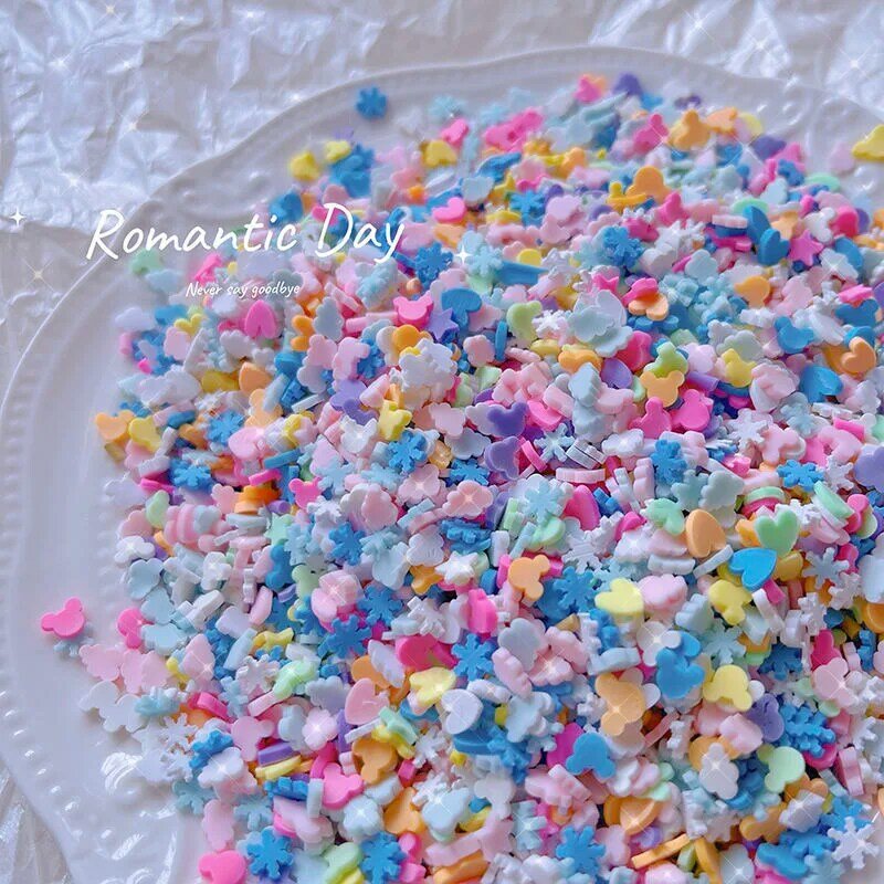20g Resin Polymer Clay Glitters Sprinkle DIY Decoration For Filler Artifical Snow Flake Dessert Heart Star For Craft Slime Makin