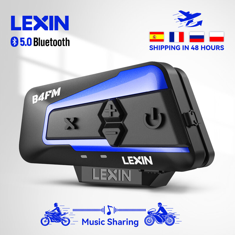 Lexin B4fm-x Motorfiets Intercom & Helm Headset 10 Rider 2000M Bluetooth Muziek Delen Snel Opladen Motorfiets Intercom