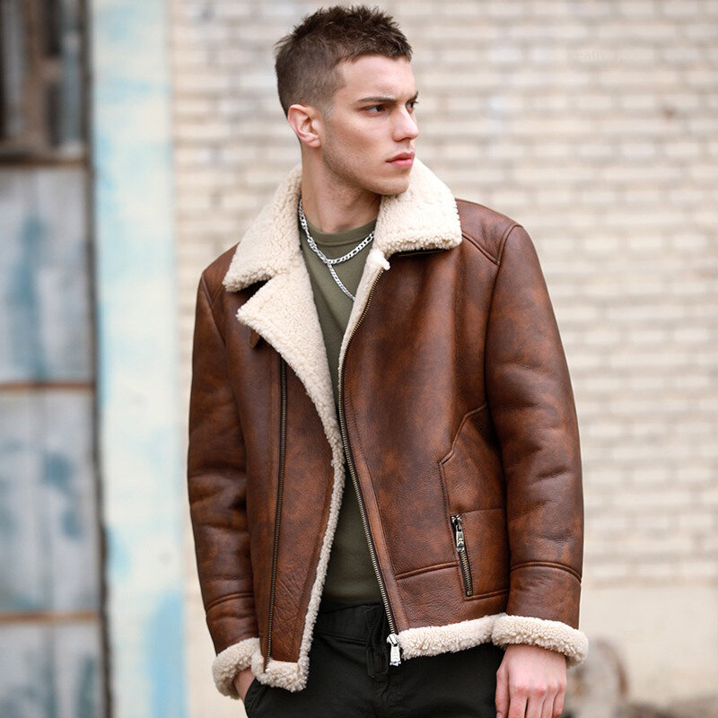 Nuova giacca in pelle da moto da uomo invernale fodera in lana di lusso giacca in pelle antivento Design con risvolto cappotto caldo