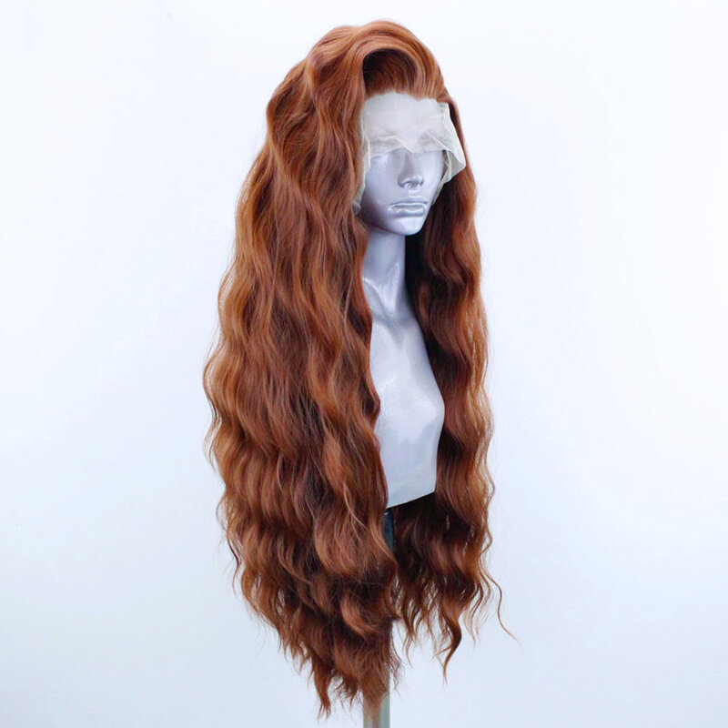 AIMEYA-باروكات أمامية من الدانتيل الصناعي للنساء ، خط شعر طبيعي ، شعر مستعار بني طويل ، قبل نزوعها ، باروكات كوسبلاي ، شعر اصطناعي