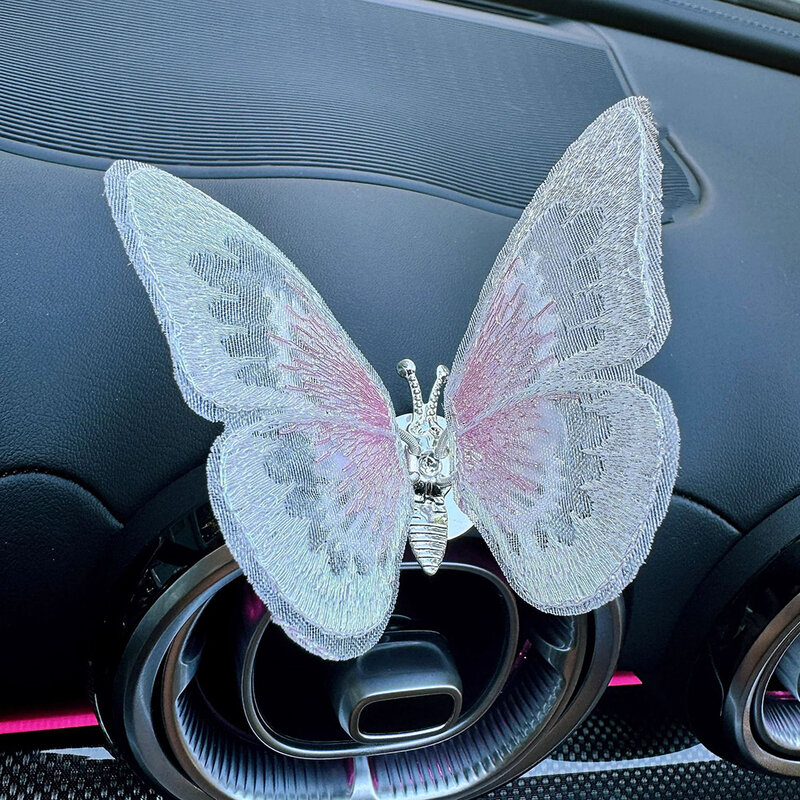Haftowana motyl dekoracyjny akcesoria do wnętrz samochodowych prezent dla kierowców motyl dekoracyjny haftu