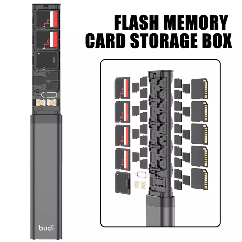 صندوق تخزين بطاقة ذاكرة فلاش متعدد الوظائف ، مضاد للضغط ومقاوم للصدمات ، 30 فتحة ، SD ، مايكرو ، حافظة بطاقة SIM ، حامل هاتف