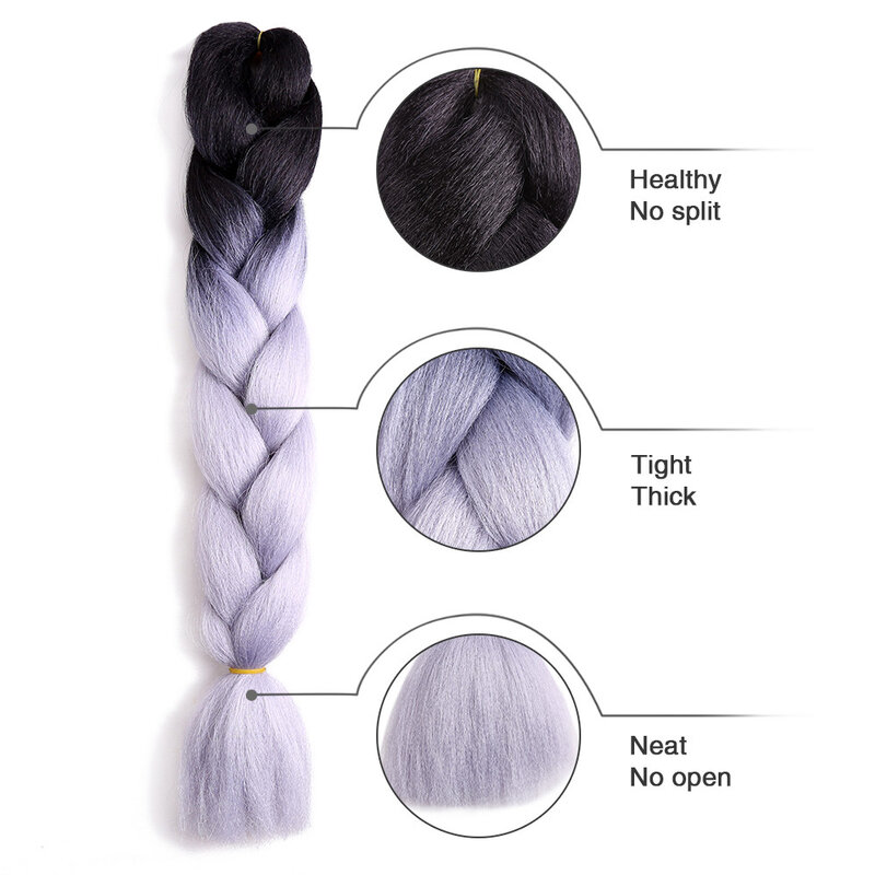 Jgreeting-Extensions de cheveux tressés synthétiques Afro, tresses au crochet, bleu rose violet blond ombré, 24 pouces