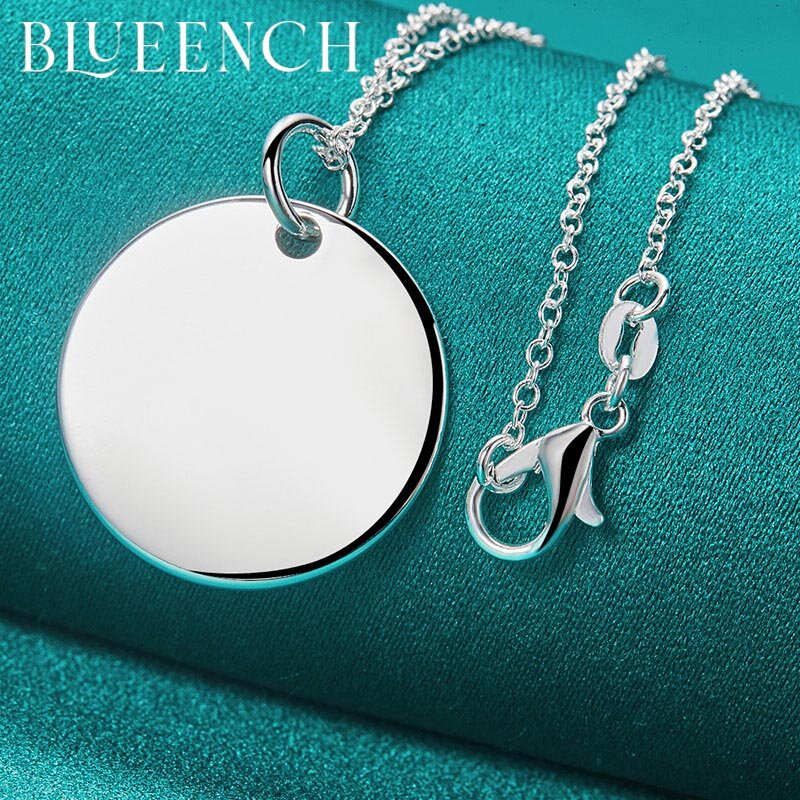 Blueench-Colgante redondo de Plata de Ley 925 para mujer, collar de cadena fina para fiesta, boda, informal, joyería sencilla