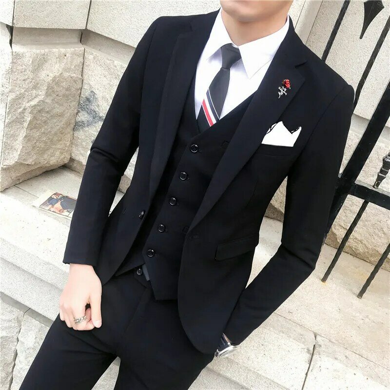ZL5 traje de novio ajustado y de moda para hombre, estilo coreano