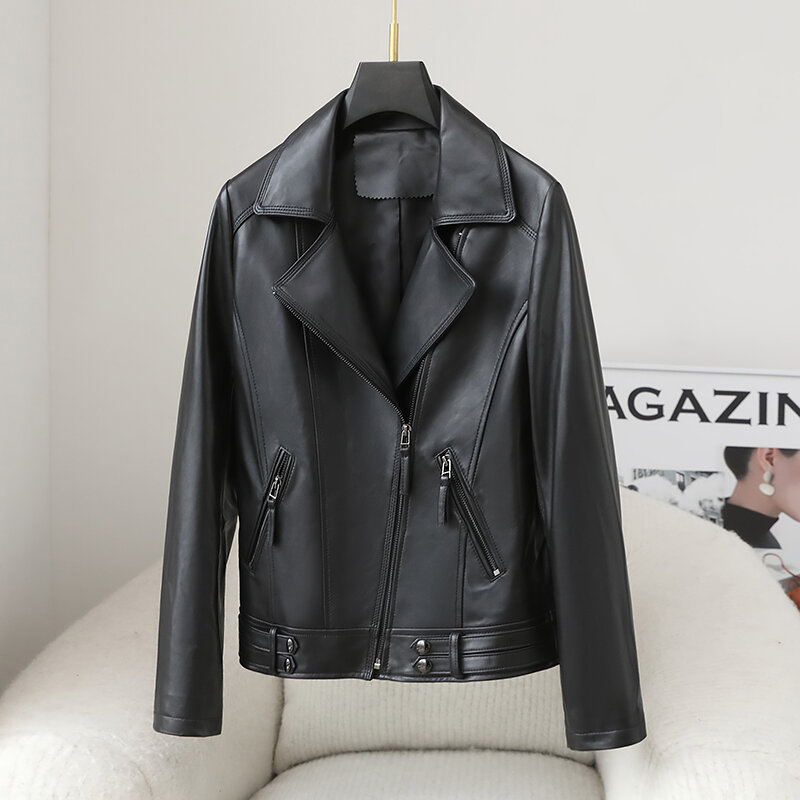 2023 New Women Genuine Sheep Leather Coat Lady Female Real Sheep Skin Jacket Spring/Autumn Coats Trench Clothes JT3141