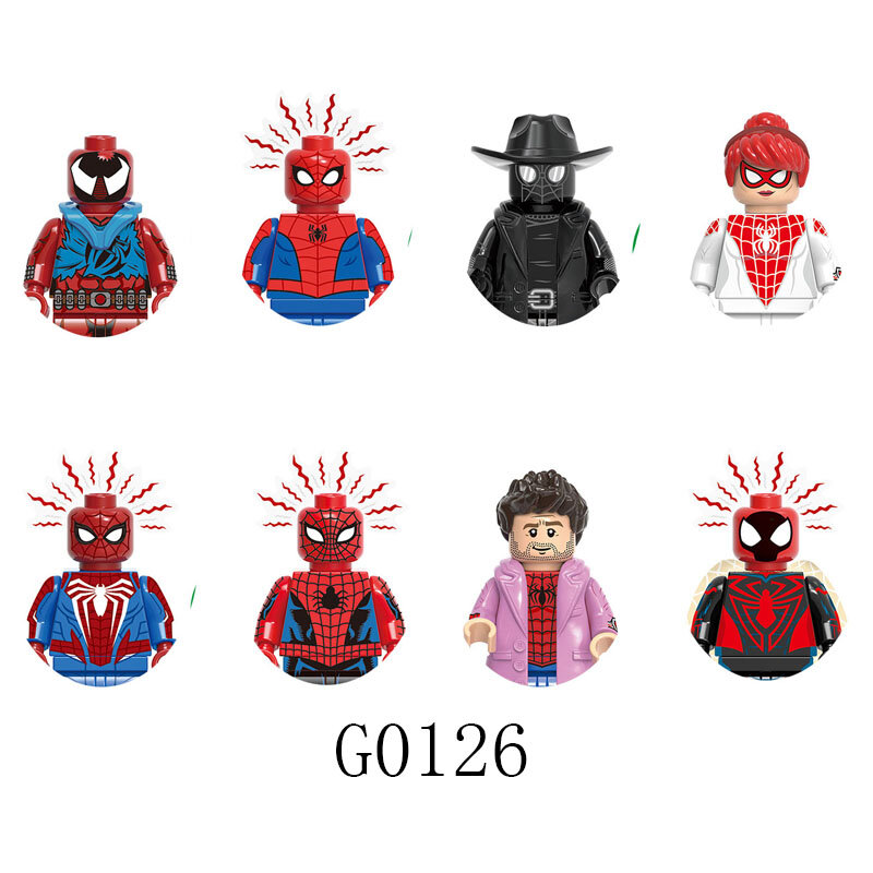 HEROCROSS-Briques de construction de Spider-man pour enfant, mini figurines d'action, jouets à assembler, cadeaux, G0126