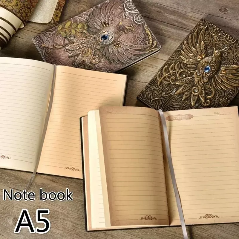 Modne dzienniczek podróżny z nadrukiem tłoczona skóra w stylu Vintage notatnik dziennik książki A5 kreatywne koreańskie piśmiennicze akcesoria biurowe