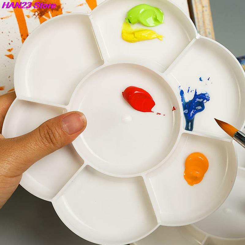 2 sztuk nowy Mini okrągły biały paleta farb taca ceramika na olej akrylowy akwarela gwasz Craft sztuka DIY łatwe do mycia