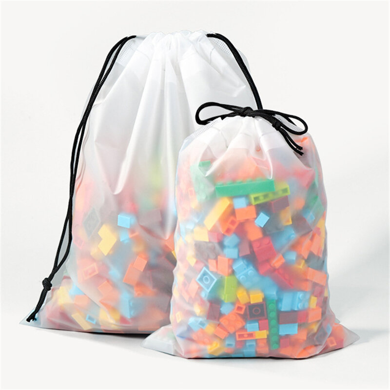 10PCS/Set Waterproof PE Frosted Drawstring Bag for Shoes Travel Cosmetic Sundries Storage Pouch Kids Toys Lingerie Organize Bags