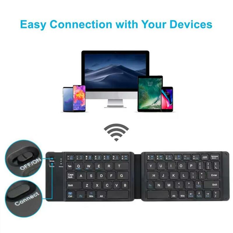 Teclado plegable con Bluetooth para teléfono móvil, portátil, inalámbrico, con panel táctil, para Smartphone