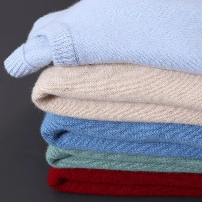 2024 Cashmere Sweater O-neck Pullovers Men's Loose Oversized M-3XL Knitted Bottom Shirt Autumn Winter New Korean Casual Men Top
