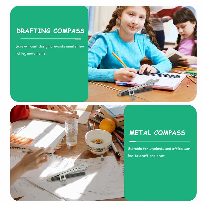 Lápiz de Metal Simple profesional para niños y estudiantes con lápiz de repuesto para niños, plomo para matemáticas, geometría, círculo, herramienta de dibujo