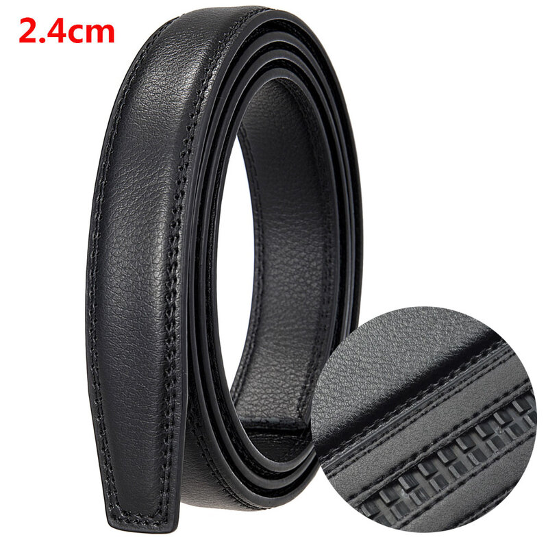 2.4cm Real Leather Belt Men High-quality Natural Cowhide Black Belt Without Buckle No Interlayer Business Belt Male Black