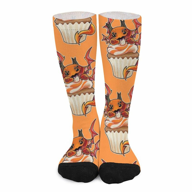 Chaussettes dragon cupcake crème orange pour hommes, chaussettes d'hiver essentielles