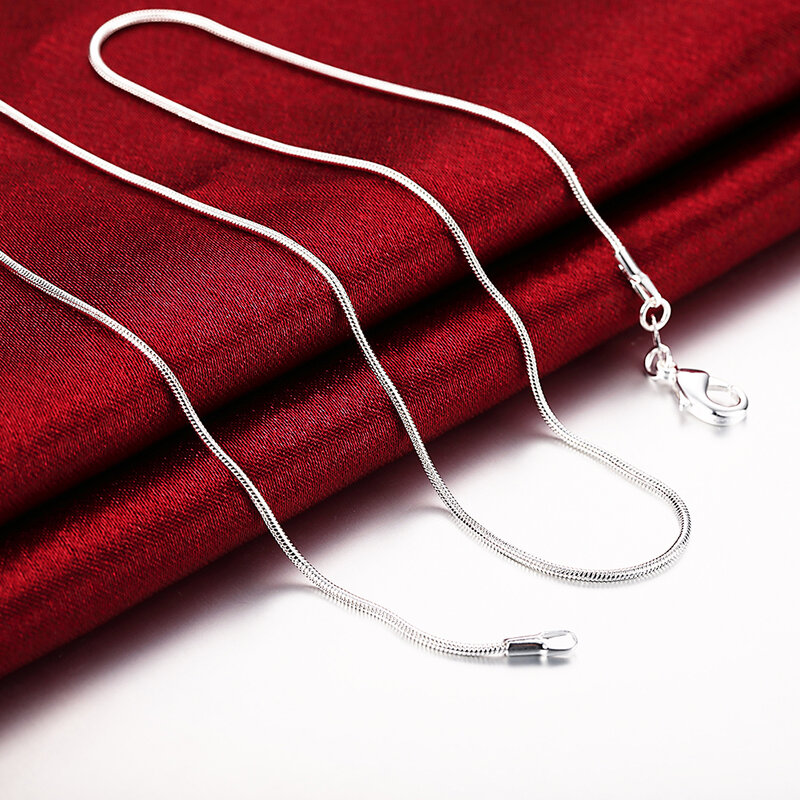 5/ 10 szt. 40-75CM 925 srebro 1MM łańcuszek wąż naszyjnik biżuteria dla mężczyzny kobiety ślubne zawieszki