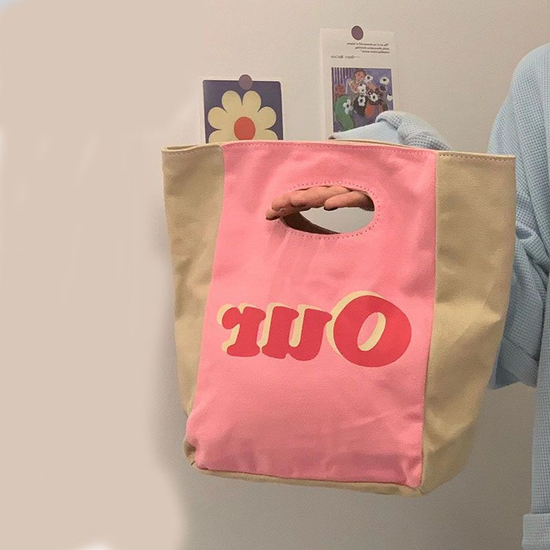 Симпатичная повседневная сумка с надписью, органайзер для косметики, вместительный холщовый рюкзак для супермаркета, сумки для продуктов, тоут, школьная сумка