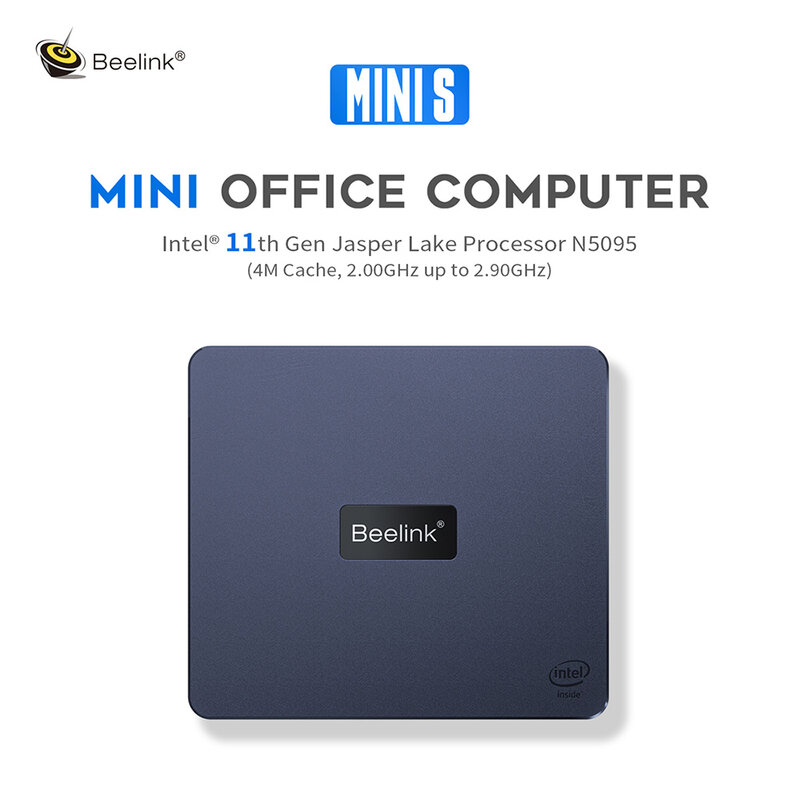2022 Beelink Min S Windows 11 Mini PC Intel 11th Gen Jasper Hồ N5095 DDR4 8GB 256GB 128GB SSD Wifi BT 1000M LAN Để Bàn