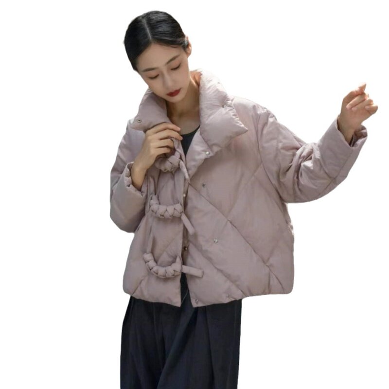 Umi mao-女性用ショートダックダウンジャケット、90ホワイト、ウォーム、スモール、優しい、新中国スタイル、冬、2023