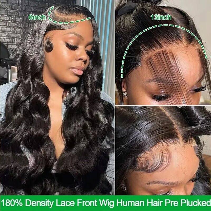 Transparent Lace Frontal Wig Pre Plucked With Baby Hair Indian 13x6 Body Wave Lace Front Human Hair Wigs For Black Women TIANTAI