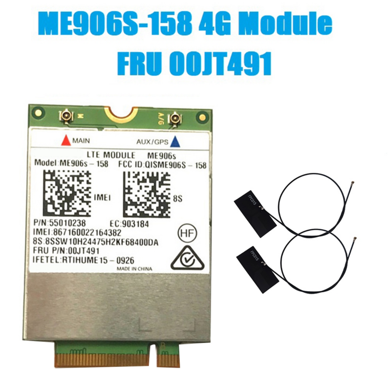 ME906S การ์ด WiFi + เสาอากาศ00JT491 ME906S-158 4G สำหรับ L460 T460P T560 X260 P50S L560 X1 X1โยคะคาร์บอน