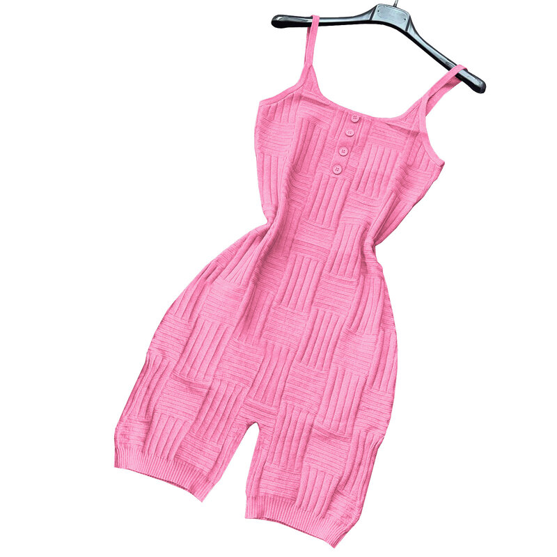 ฤดูร้อนถักยืด Jumpsuit Y2K เสื้อผ้าผู้หญิง2022บอดี้สูท Romper One-ชิ้นเซ็กซี่สีเขียว Jumpsuits สั้นกางเกง Overalls