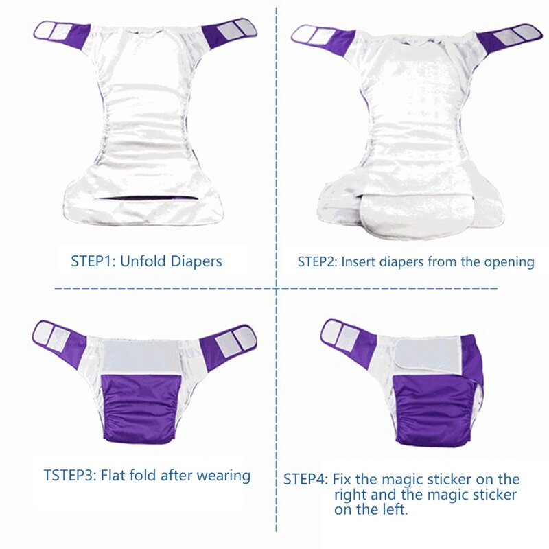 Super duże pieluchy dla dorosłych wielokrotnego użytku dla dojrzałych i niepełnosprawnych, rozmiar regulowane wodoodporne spodnie do nietrzymania moczu