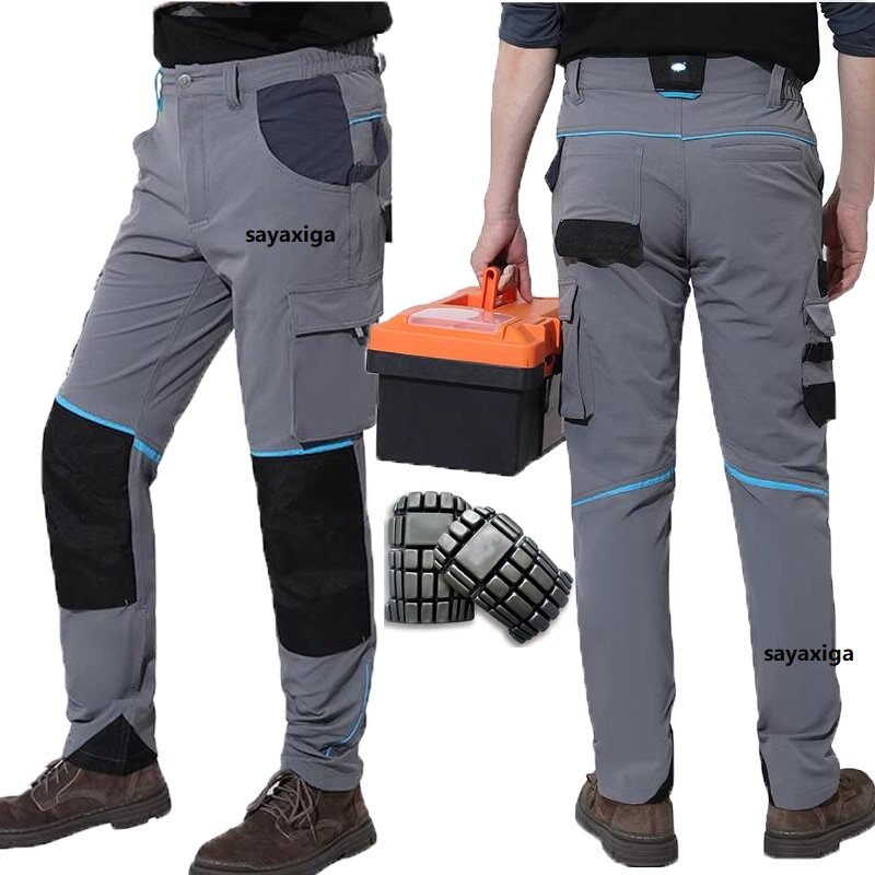 Men Cargo Work Pants High Elastic Outdoor Breathable Comfort Hiking Pant Male Knee Pads Fit Tactical Combat Men Cargo Trousers