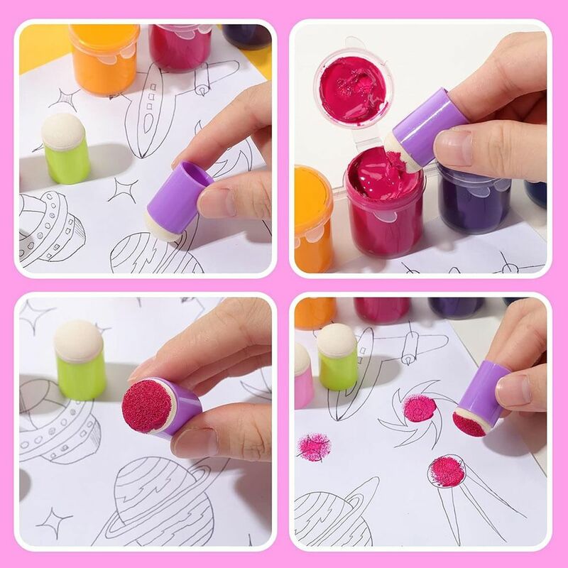 Ink Stamping Finger Sponge Set, acessórios espanador, DIY Ink Blending Tool, Card Making Chalk, esponja de desenho reutilizável