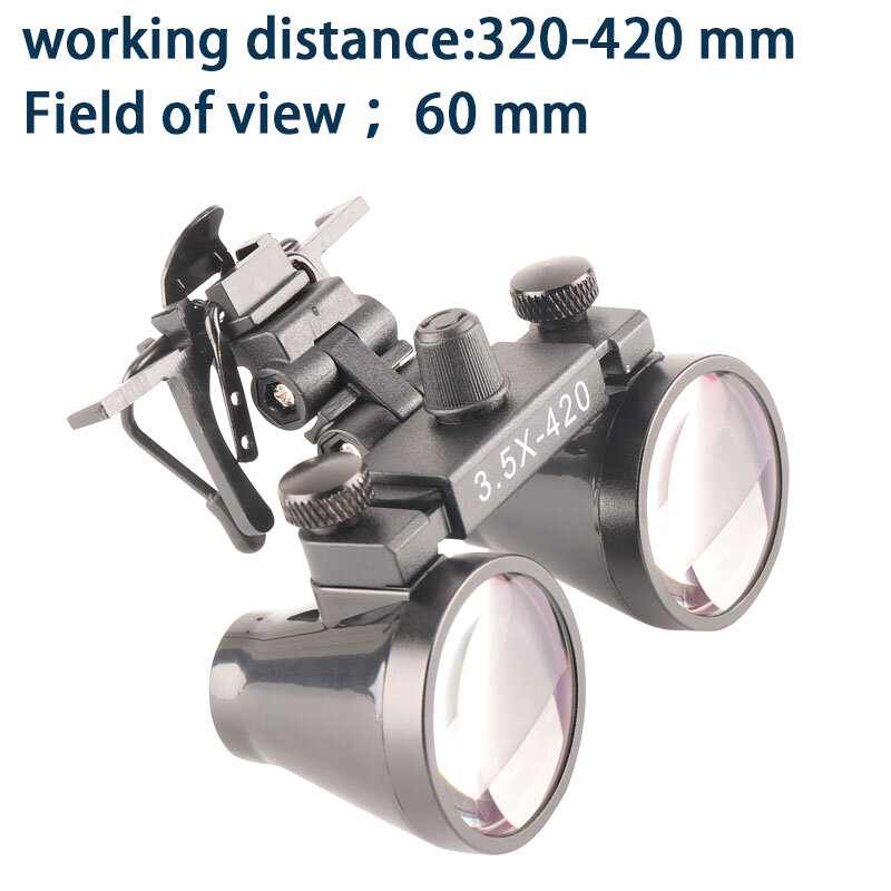 แว่นขยาย2.5X 3.5X เครื่องมือทันตแพทย์420มม. แว่นขยายกล้องสองตาพร้อมคลิปแว่นขยายผลิตภัณฑ์ทันตกรรม