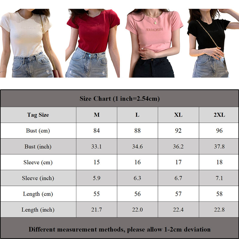 Comfortable Casual Daily Women Top T-Shirt Cotton Embroidered Medium Elasticity Round Neck Short Sleeve Spring