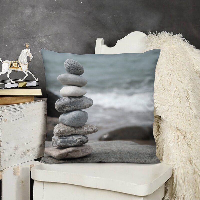 Juste de coussin décorative en pierre sur la plage de la mer Baltique, taie d'oreiller décorative de Noël