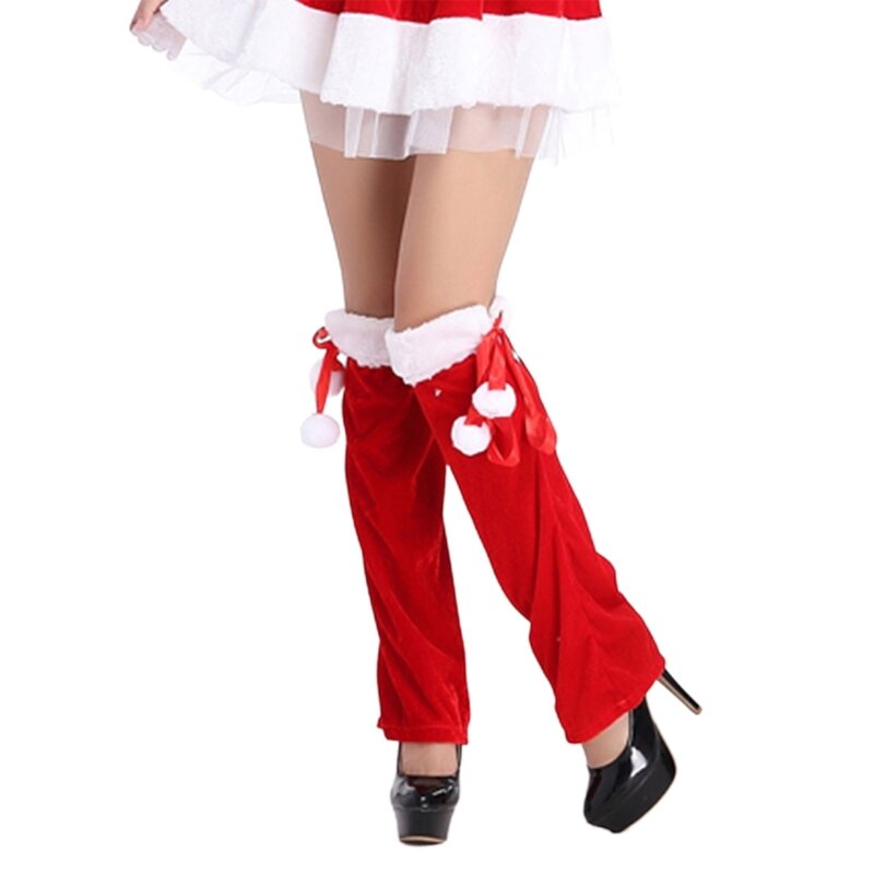 Topi Koboi Dewasa dengan Penghangat & Set Sarung Tangan Perlengkapan Santa Cosplay Merah Tradisional untuk Hadiah