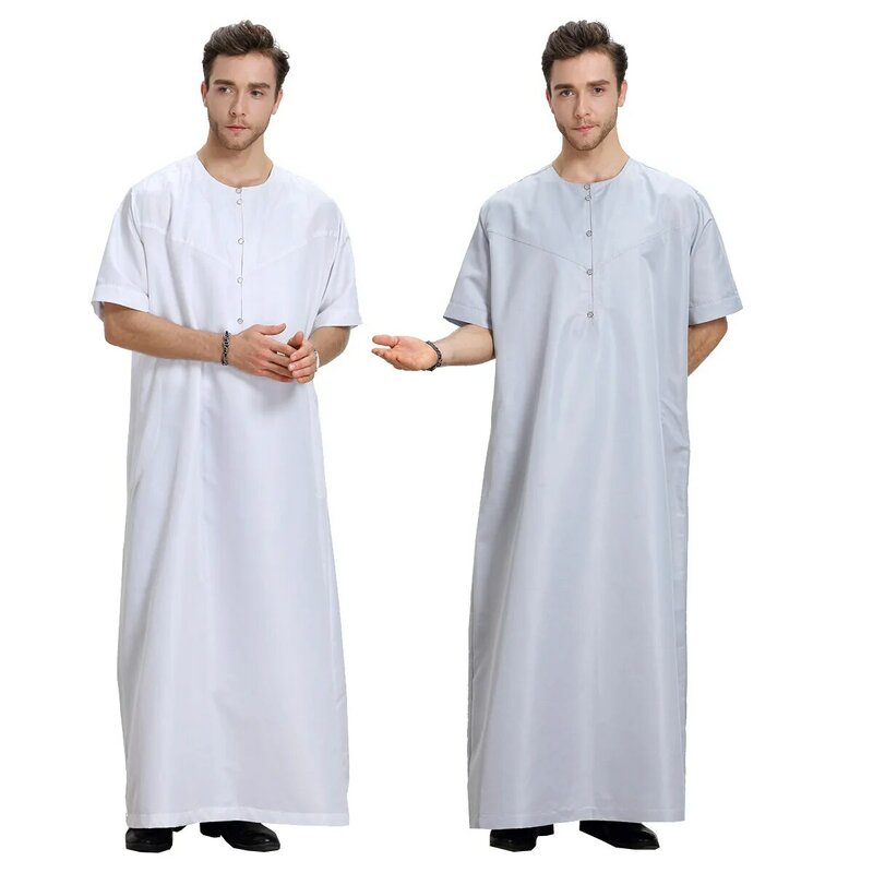 Verão abayas eid musulman de modo homme homem abaya vestido muçulmano robe arábia saudita kleding mannen kaftan omã islam vestuário