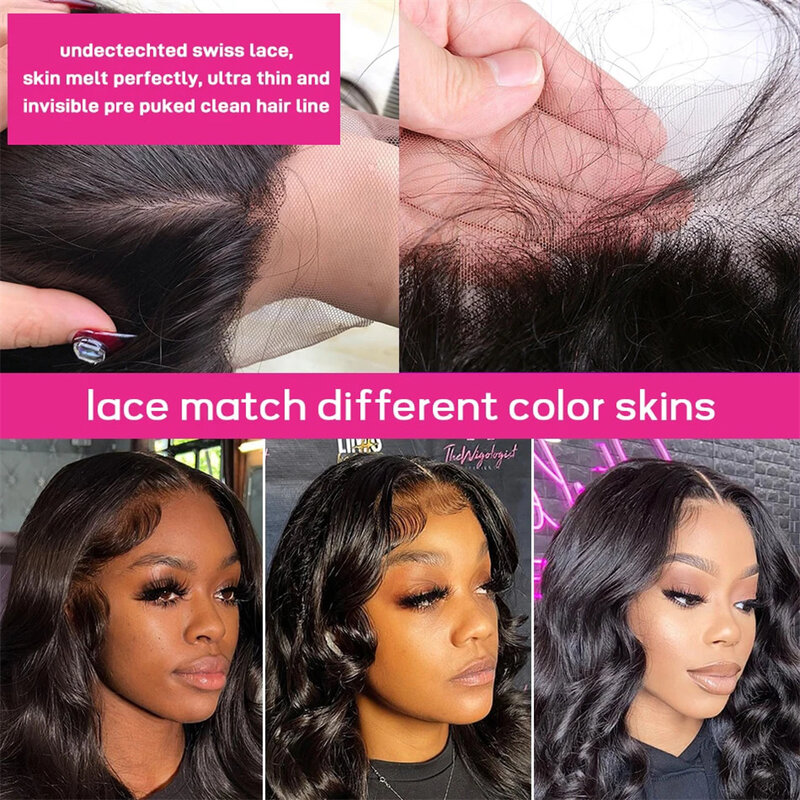 Natural human hair lace frontal wig body wave 13x6 HD Transparent lace frontal wigs Pre plucked glueless wigs for women choice